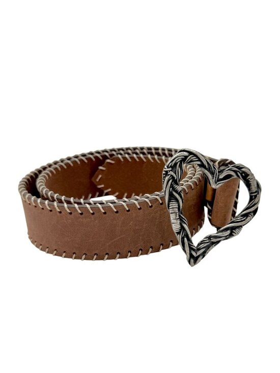 The Territory Ahead leather belt with Heart Buckle - Size L